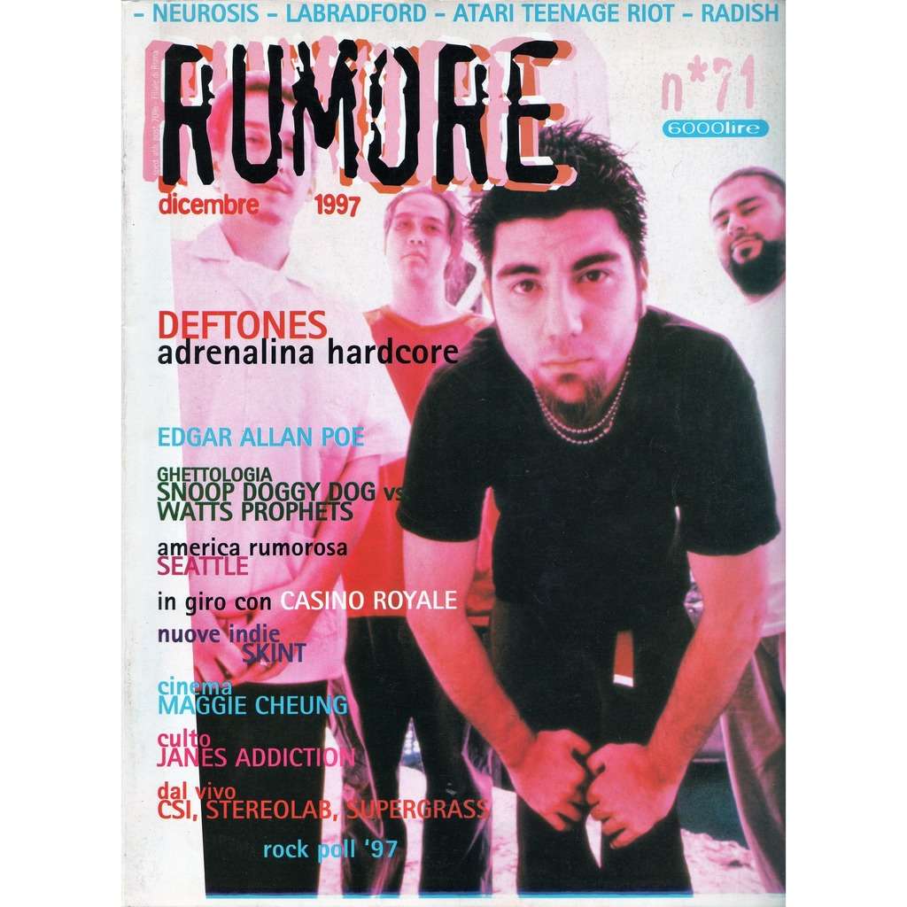 Rumore (n.71 dec. 1997) (italian 1997 deftones front cover music