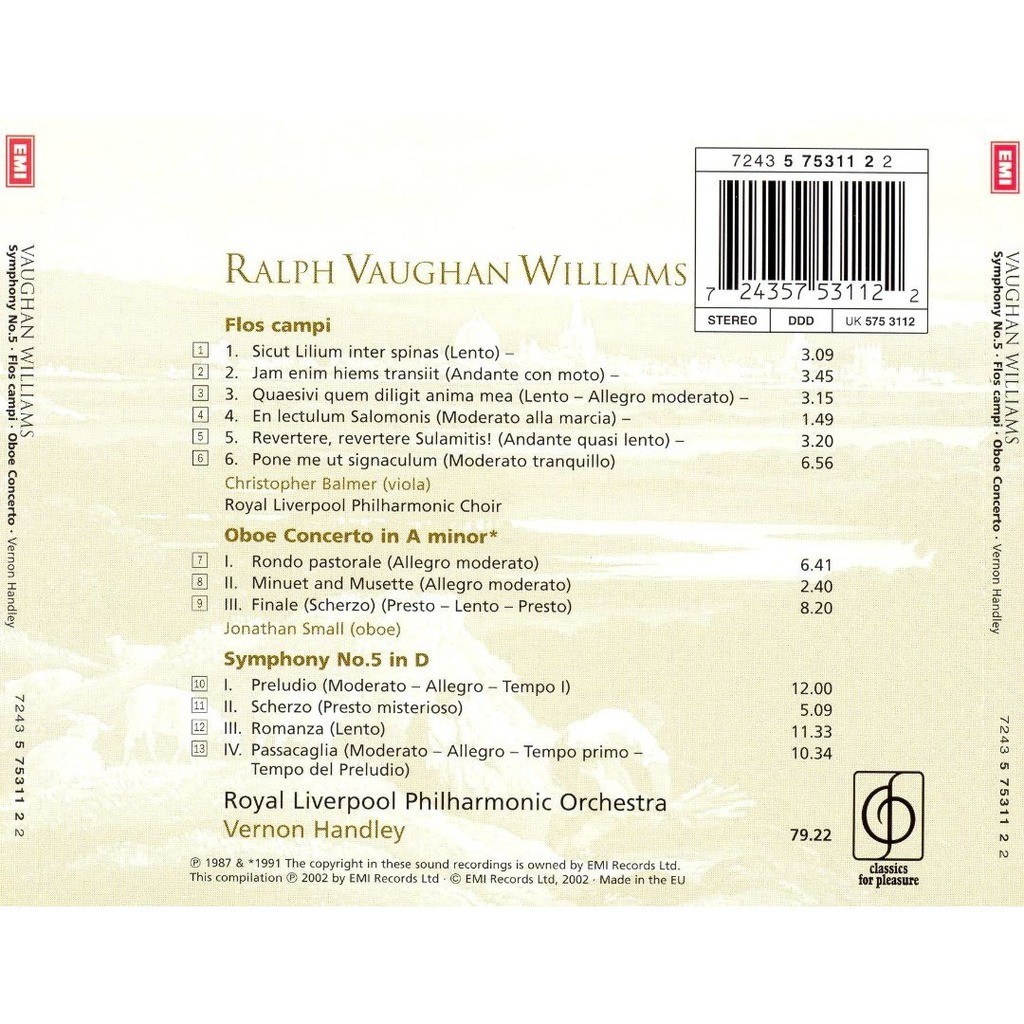 Symphony no.5; flos campi; oboe concerto / jonathan small, vernon