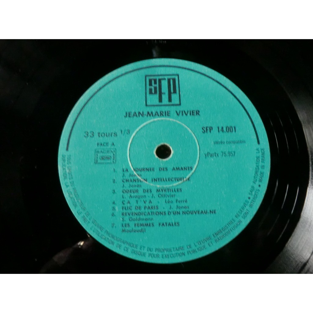 La manic (original first french press green label 1970) de JeanMarie Vivier, 33T chez froms
