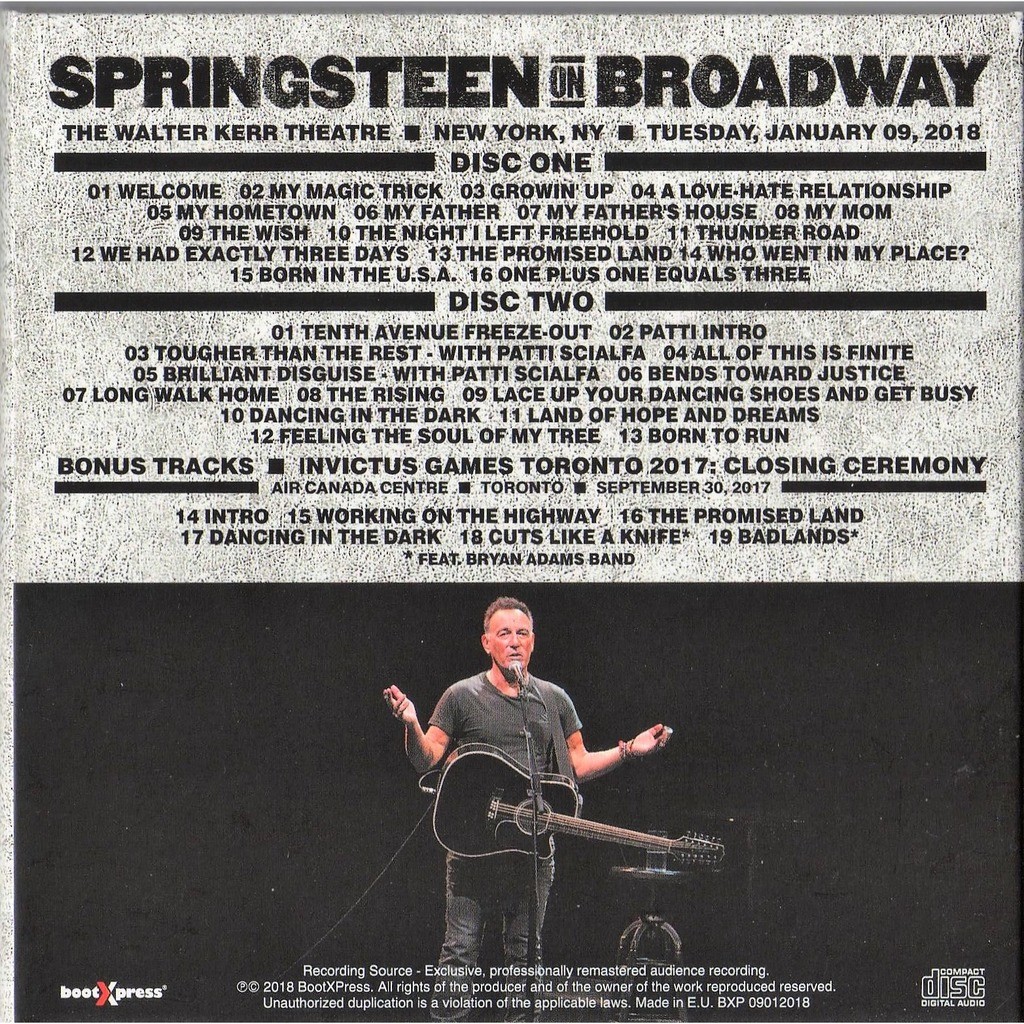 Springsteen on broadway (walter kerr theatre new york 09.01.2018 etc