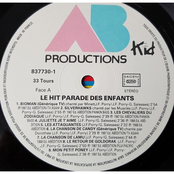 Vinyle 33 Tours Le Hit Parade des Enfants (Goldorak, Au Pays de Candy, )