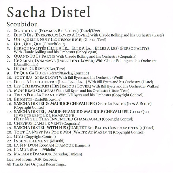  Sacha Distel  -  scoubidou (cd) 