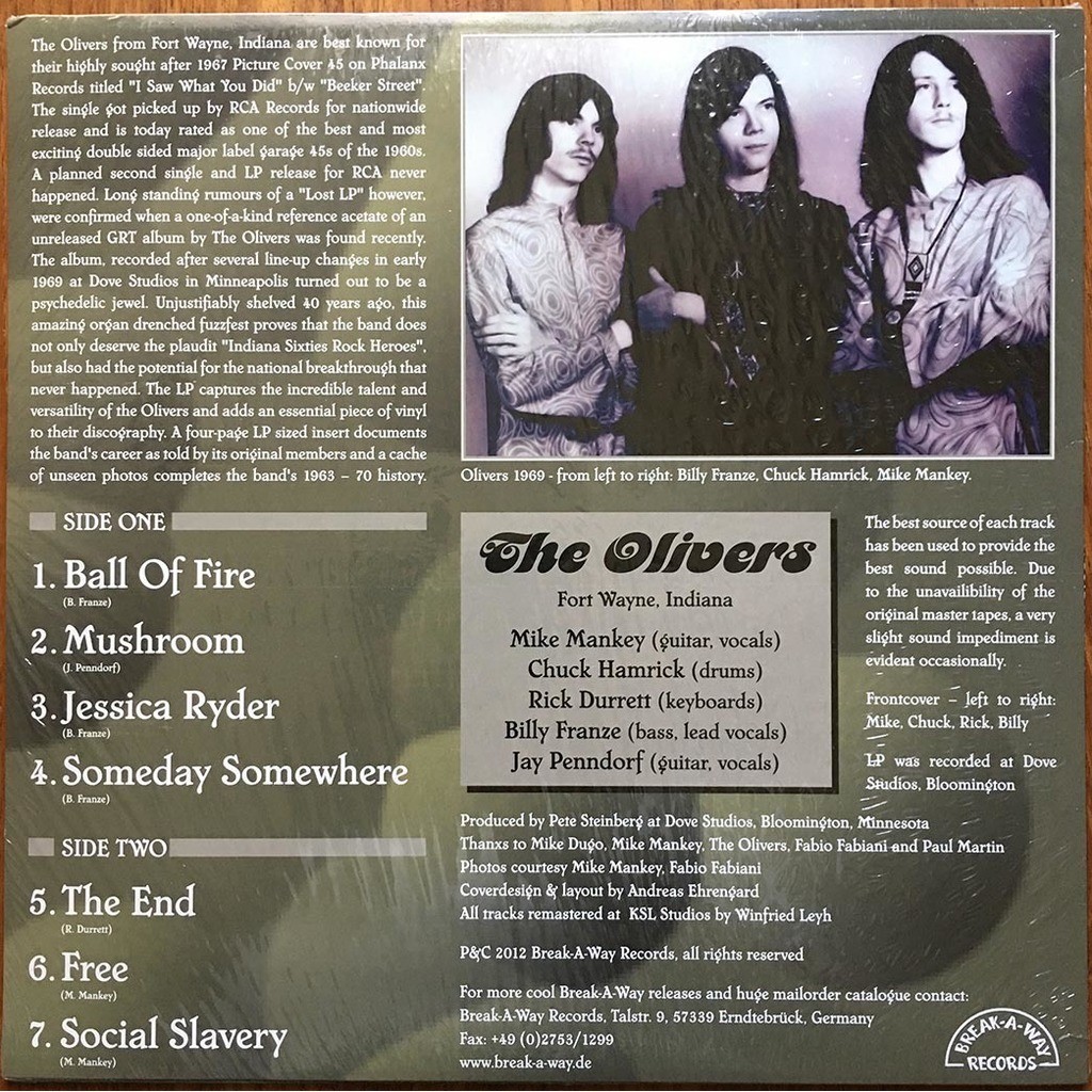  The Olivers  -  lost dove sessions - 1969 lost lp recordings 