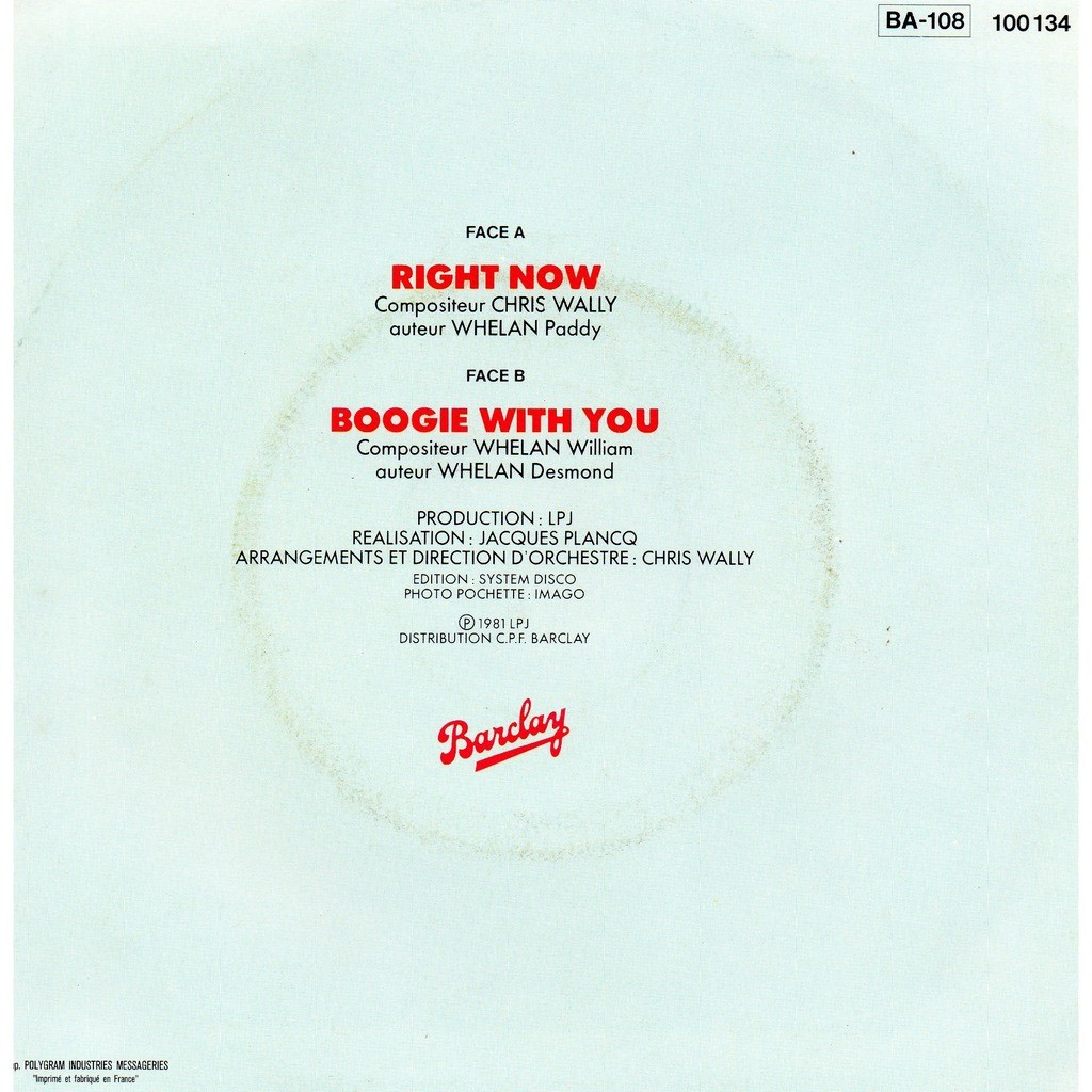 whelan brothers Right now / Boogie with you