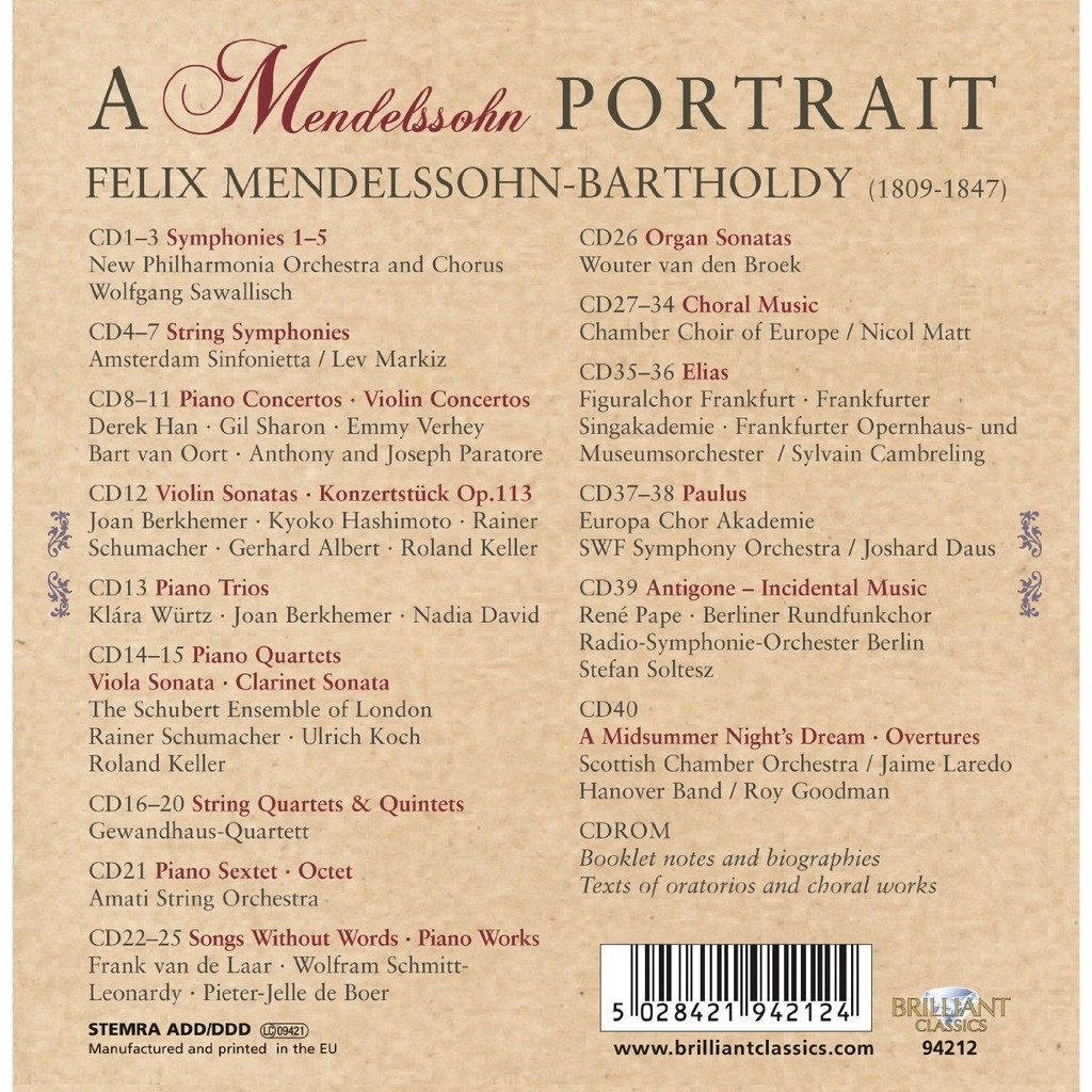 クラシック A Mendelssohn Portrait 40 CD + CD-ROM クラシック A Mendelssohn Portrait 40 CD + CD-ROM クラシック A