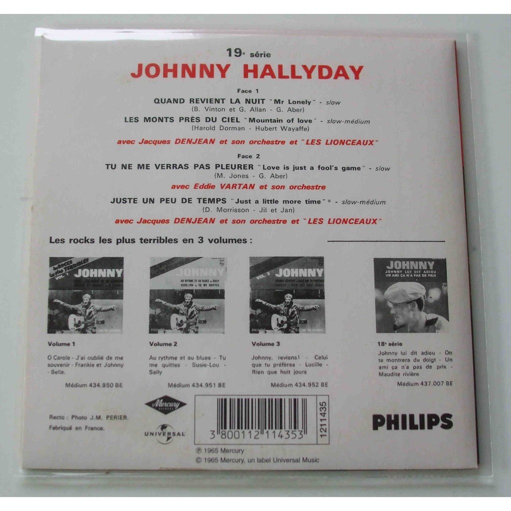 Quand revient la nuit de Johnny Hallyday, CD single con dom88 Ref