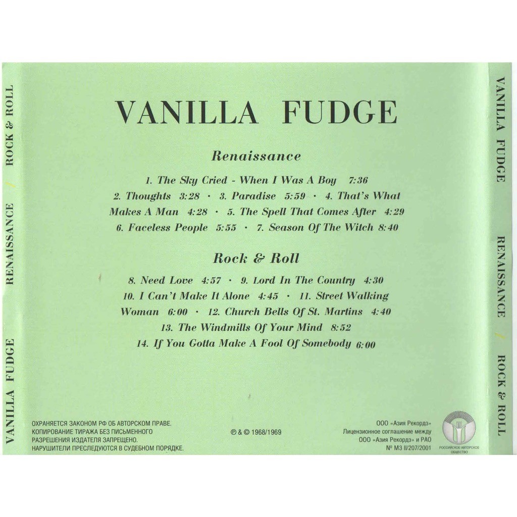Renaissance / rock & roll de Vanilla Fudge, CD chez dimotchka Ref