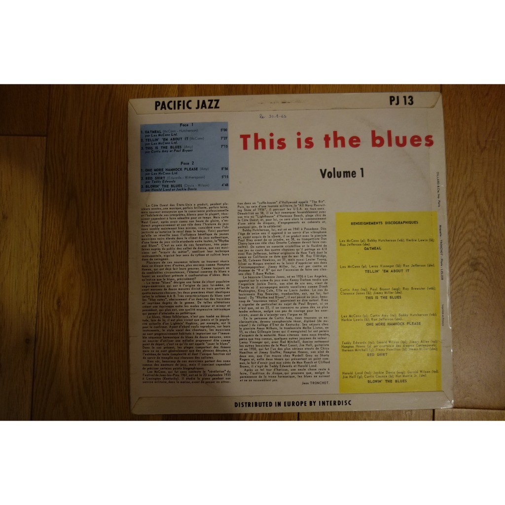 This is the blues - volume 1 de Les Mc Cann Curtis Amy Paul Bryant ...