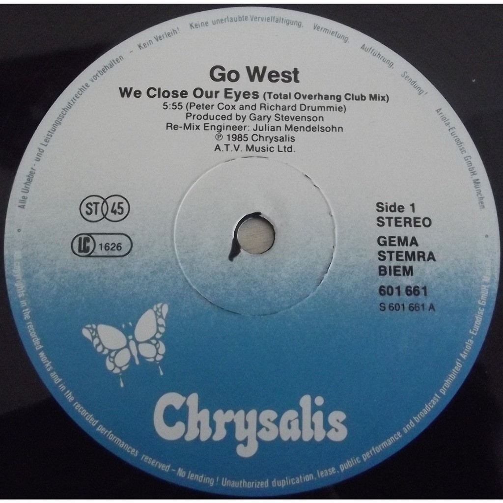 We close our eyes by Go West, 12inch with vinyl59 Ref118665571
