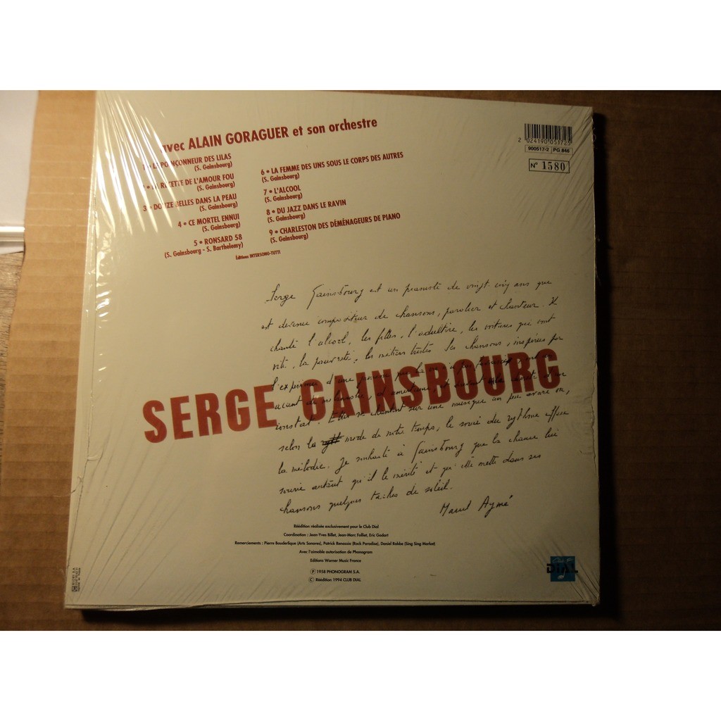 Du Chant A La Une Serge Gainsbourg Cd 売り手 Billidede Id