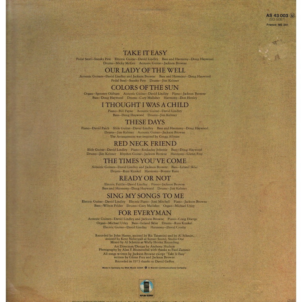 For everyman de Jackson Browne, 33T chez grigo Ref22527674