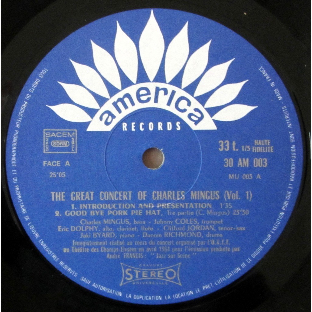 GREAT CONCERT OF CHARLES MINGUS 3LP