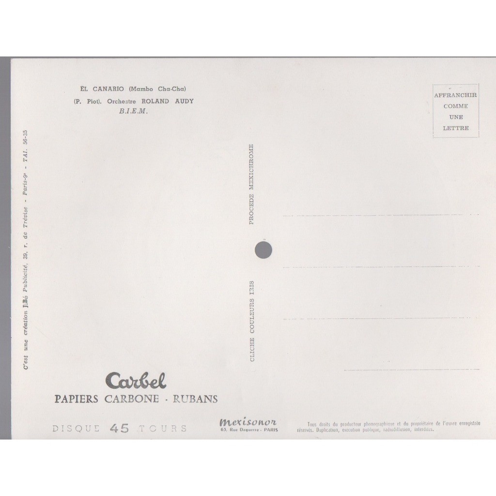 El Canario Mambo Cha Cha By Mexisonor Carte Postale Musicale Postal Card With Fr0237 Ref El Canario Mambo Cha Cha By Mexisonor Carte Postale Musicale Postal Card With Fr0237 Ref