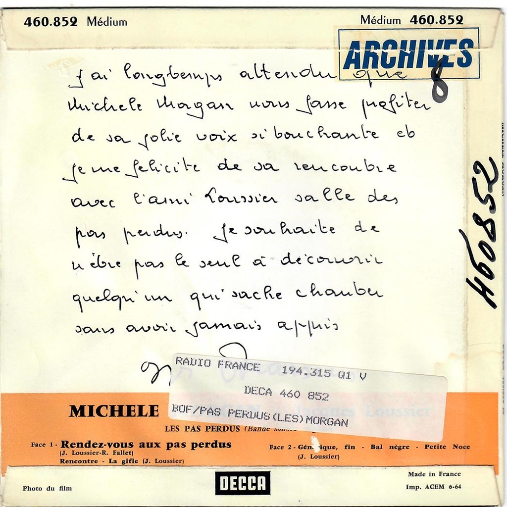  JACQUES LOUSSIER MICHÈLE MORGAN ()  -  les pas perdus 