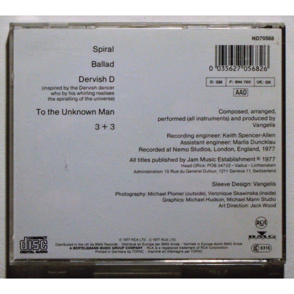 Spiral by Vangelis, CD with cruisexruffalo Ref119469586