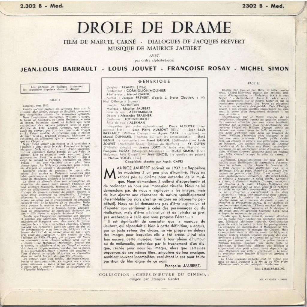 Drole De Drame Marcel Carne Louis Jouvet Michel Simon