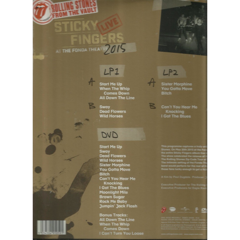  the rolling stones  -  sticky fingers live at the fonda theatre 3 lps+dvd 