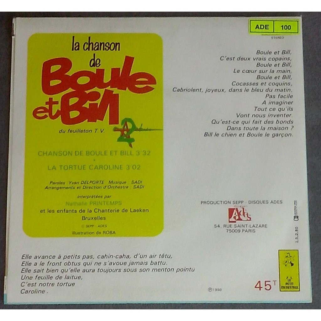  Nathalie Printemps  -  la chanson de boule et bill 