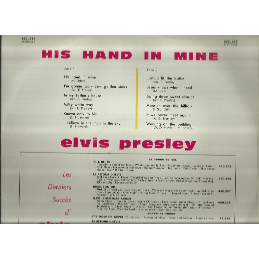 elvis presley  -  his hand in mine 