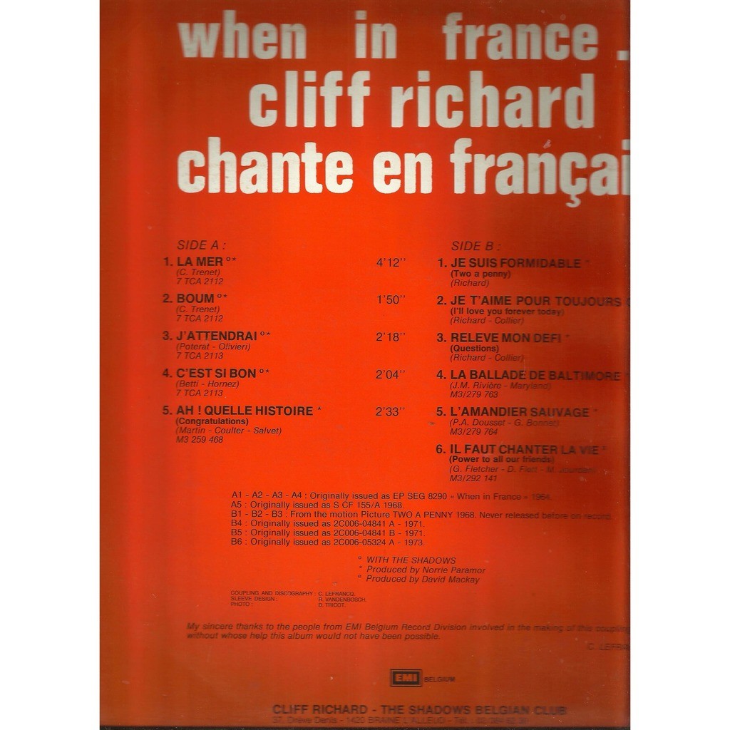  cliff richard  -  when in france 