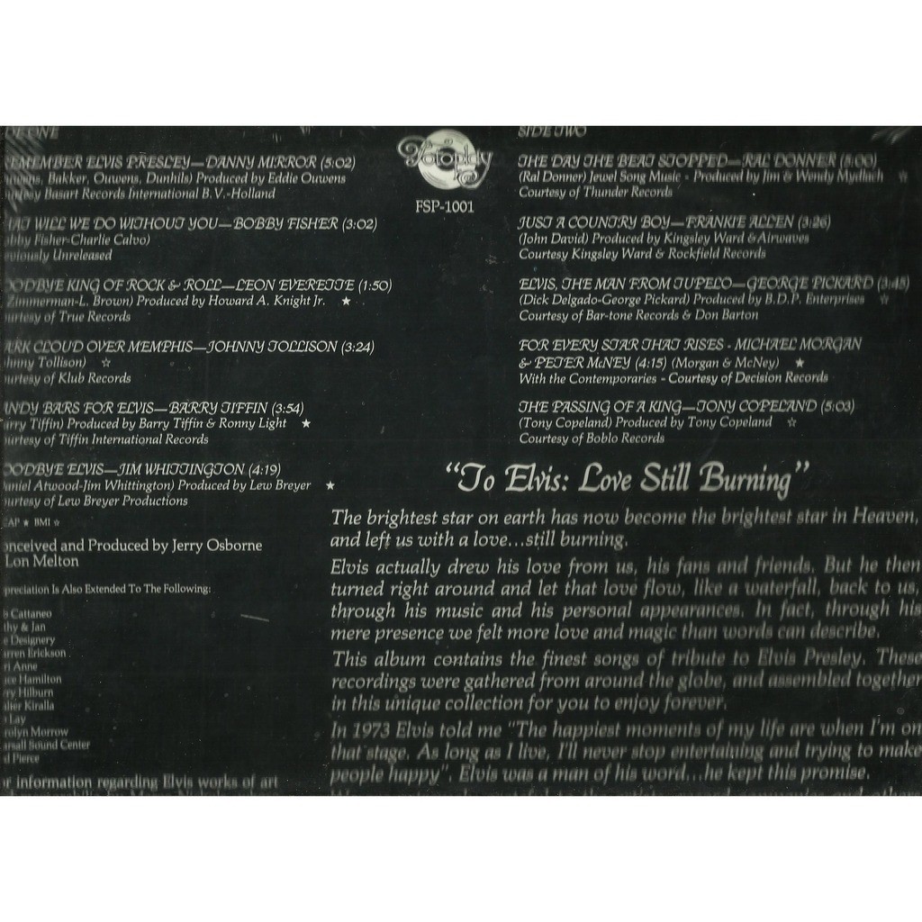  ral donner danny mirror bobby fisher tony copeland  -  to elvis love still burning 