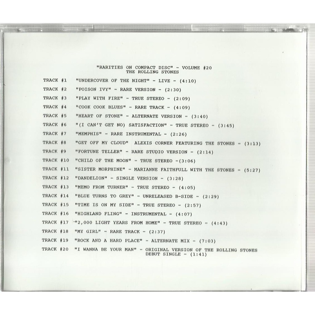  the rolling stones  -  rarities on compact disc vol 20 