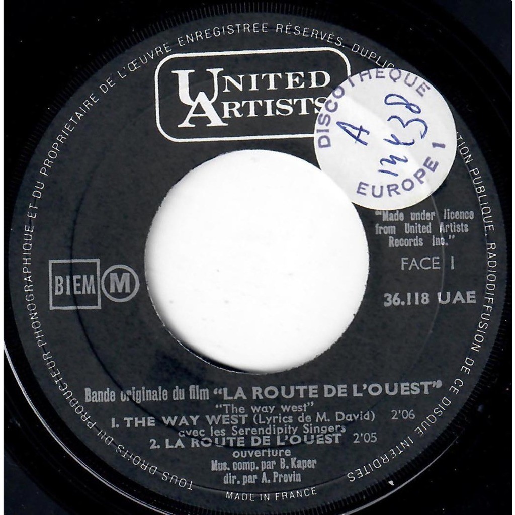  BRONISLAW KAPER ANDRÉ PREVIN SERENDIPITY SINGERS  -  la route de l’ouest (the way west) 
