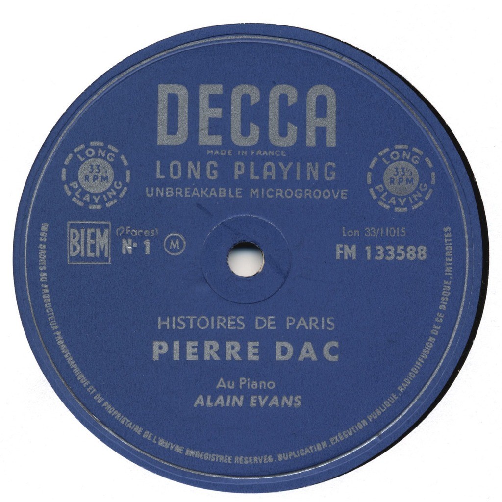 PIERRE DAC ( piano : Alain Evans) Histoires de Paris