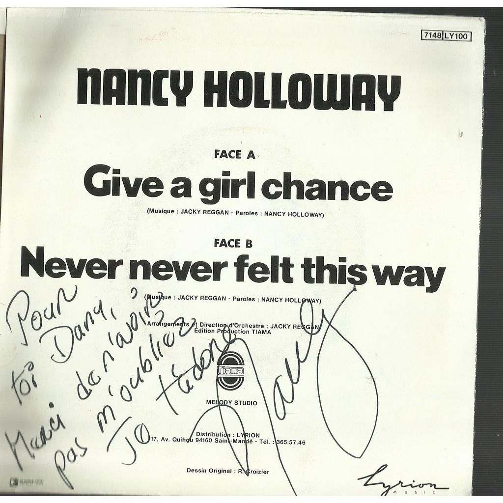  nancy holloway  -  give a girl chance dedicace 