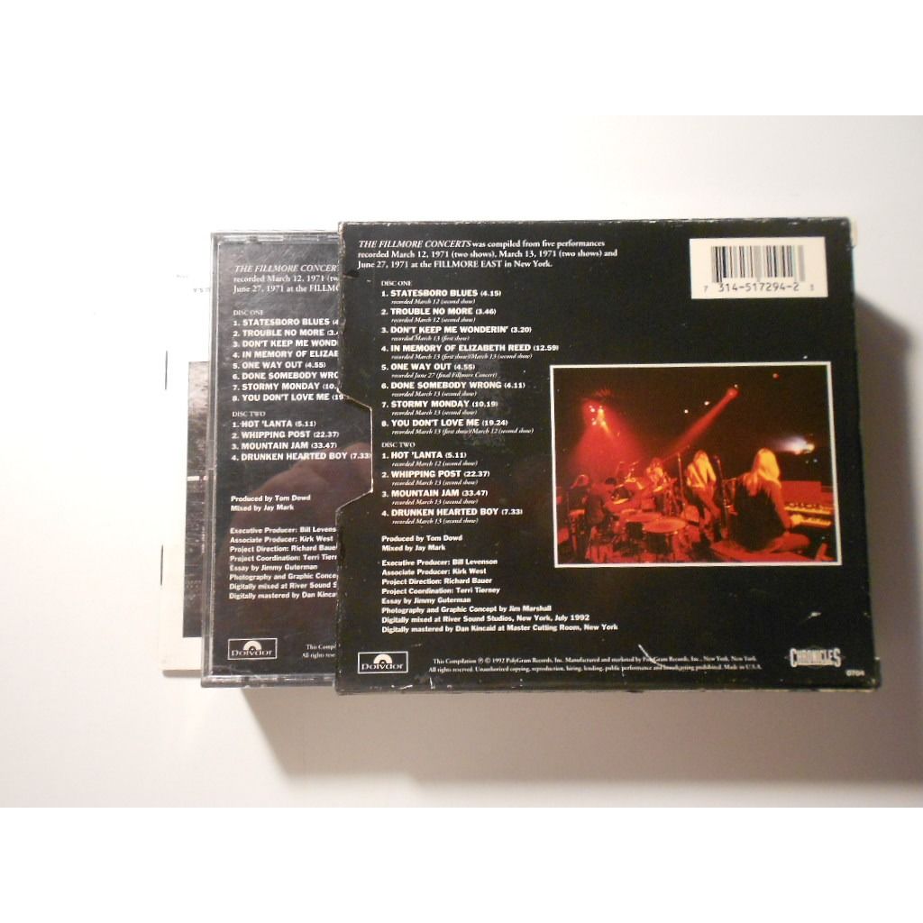 The fillmore concerts by The Allman Brothers Band, CD box with ...