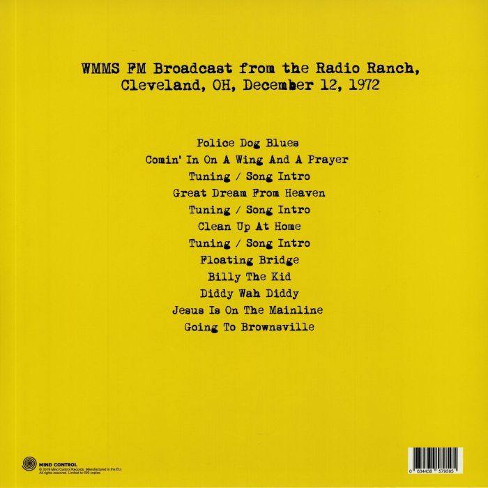  Ry COODER  -  radio ranch recordings cleveland oh 1972 wwms broadcast (lp) 