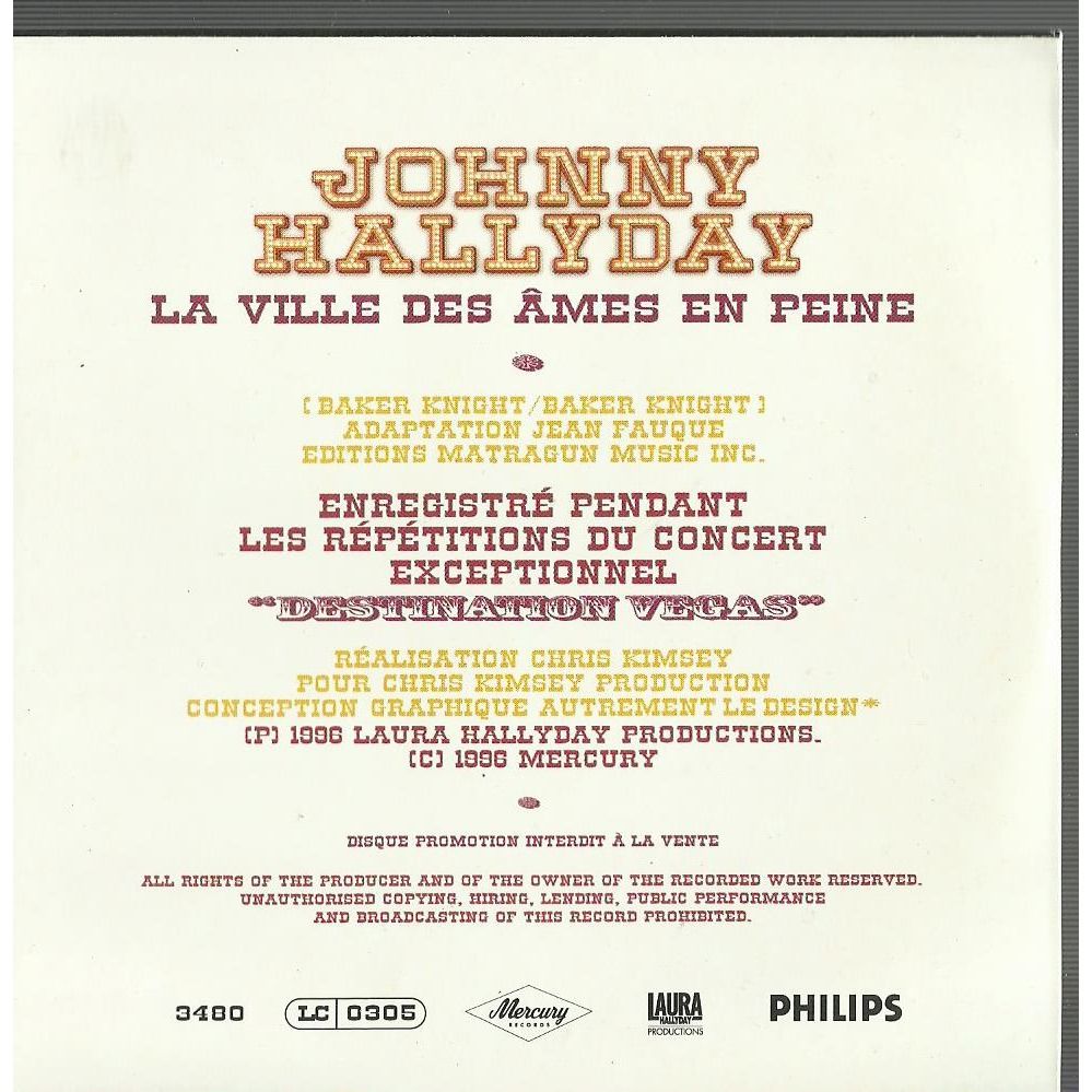  johnny hallyday  -  la ville des ames en peine 