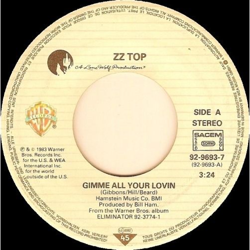 Gimme all your lovin' / if i could only flag her down by Zz Top, SP