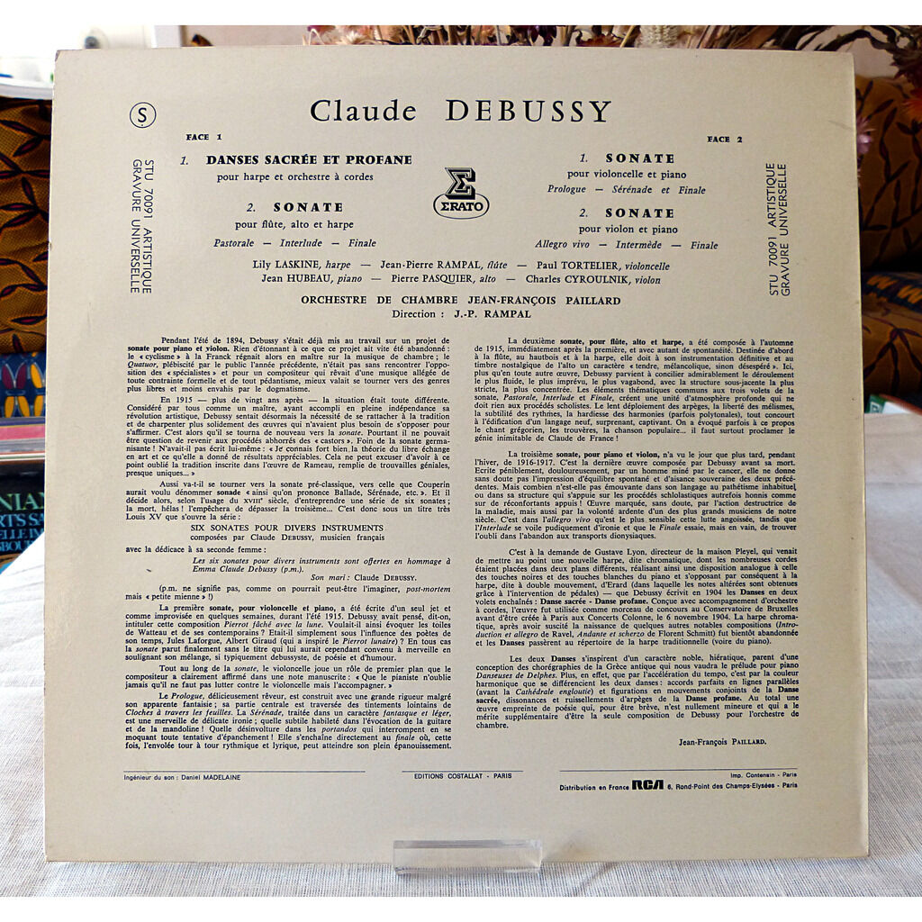 3 sonates pour violoncelle & piano, flûte, alto et harpe, violon et