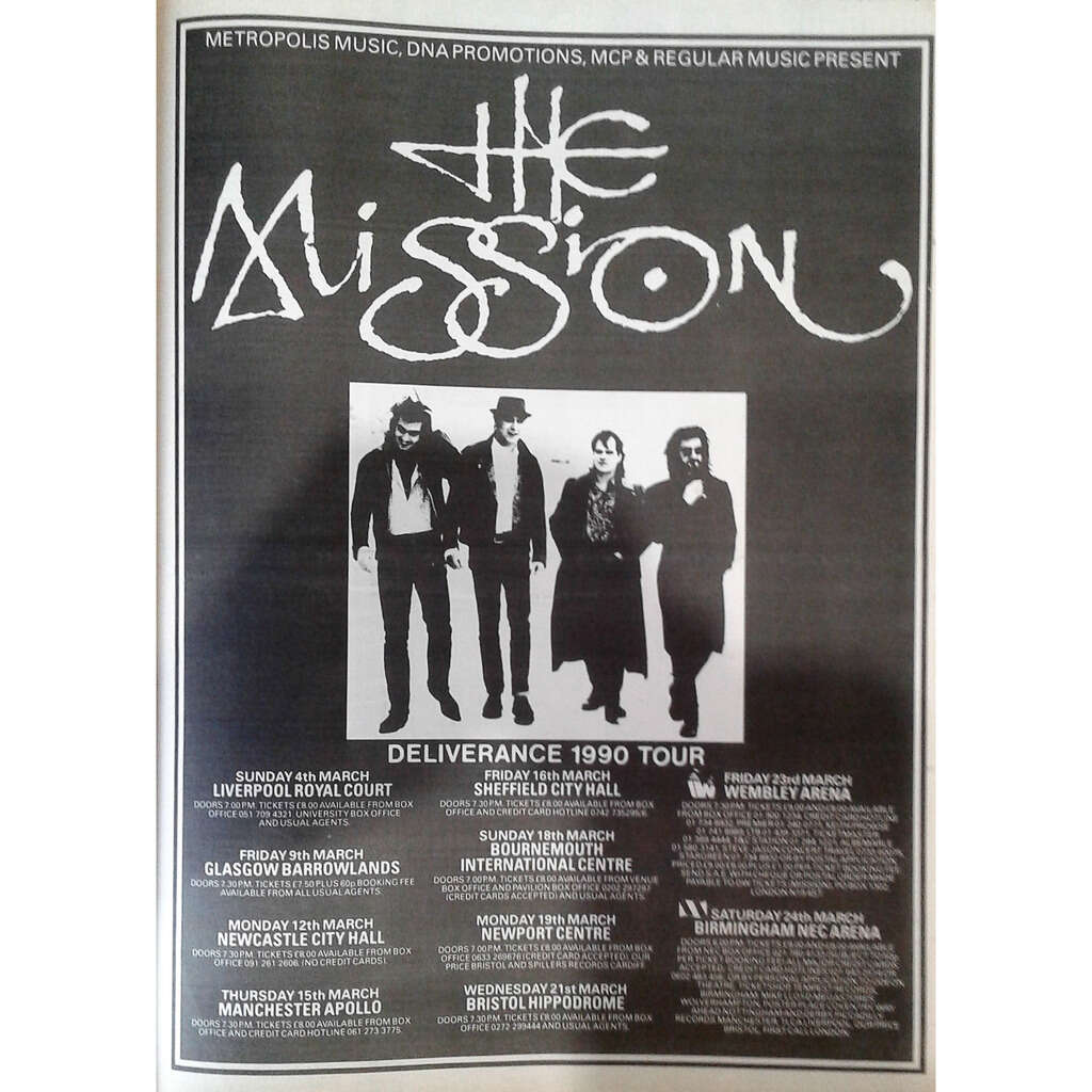 Deliverance 1990 uk tour (uk 1990 promo type advert 'tour release