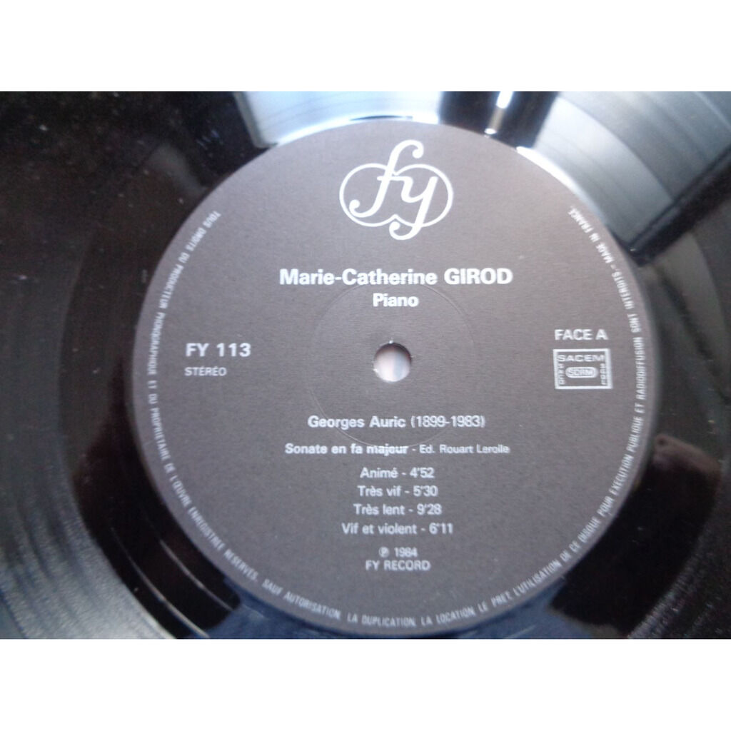 auric sonate en fa majeur + pièces pour piano d honegger