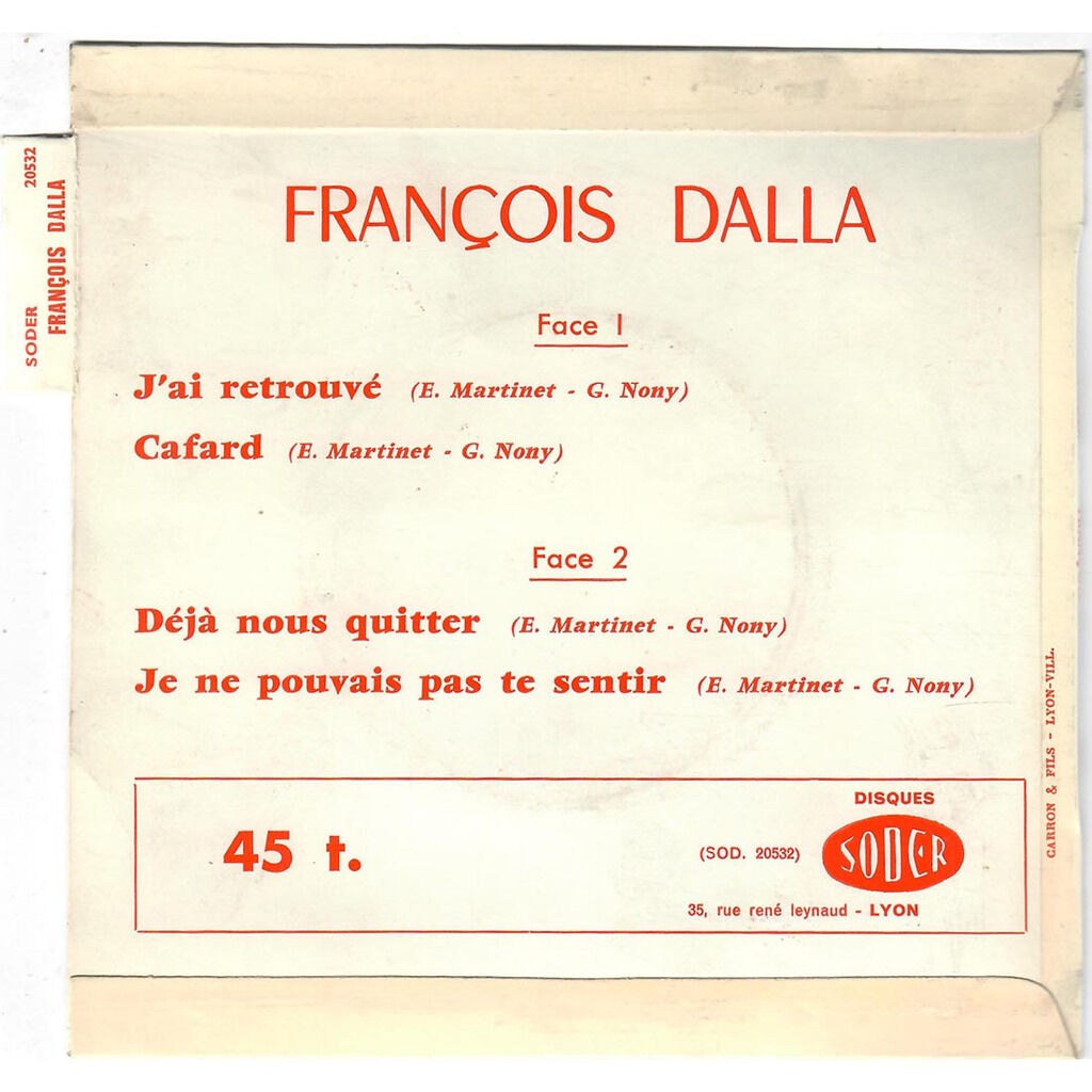  FRANÇOIS DALLA  -  interprète les chansons d’emmanuel martinet 