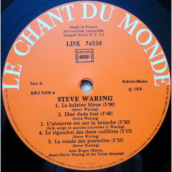 La baleine bleue de Steve Waring Avec Roger Mason, 33T Gatefold chez