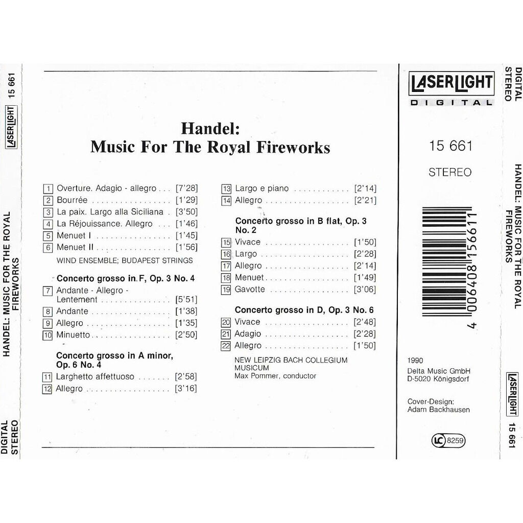 Handel music for the royal fireworks / concerti grossi de Budapest