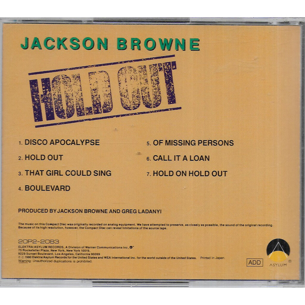 Hold out de Jackson Browne, CD chez alainl16 Ref120040346