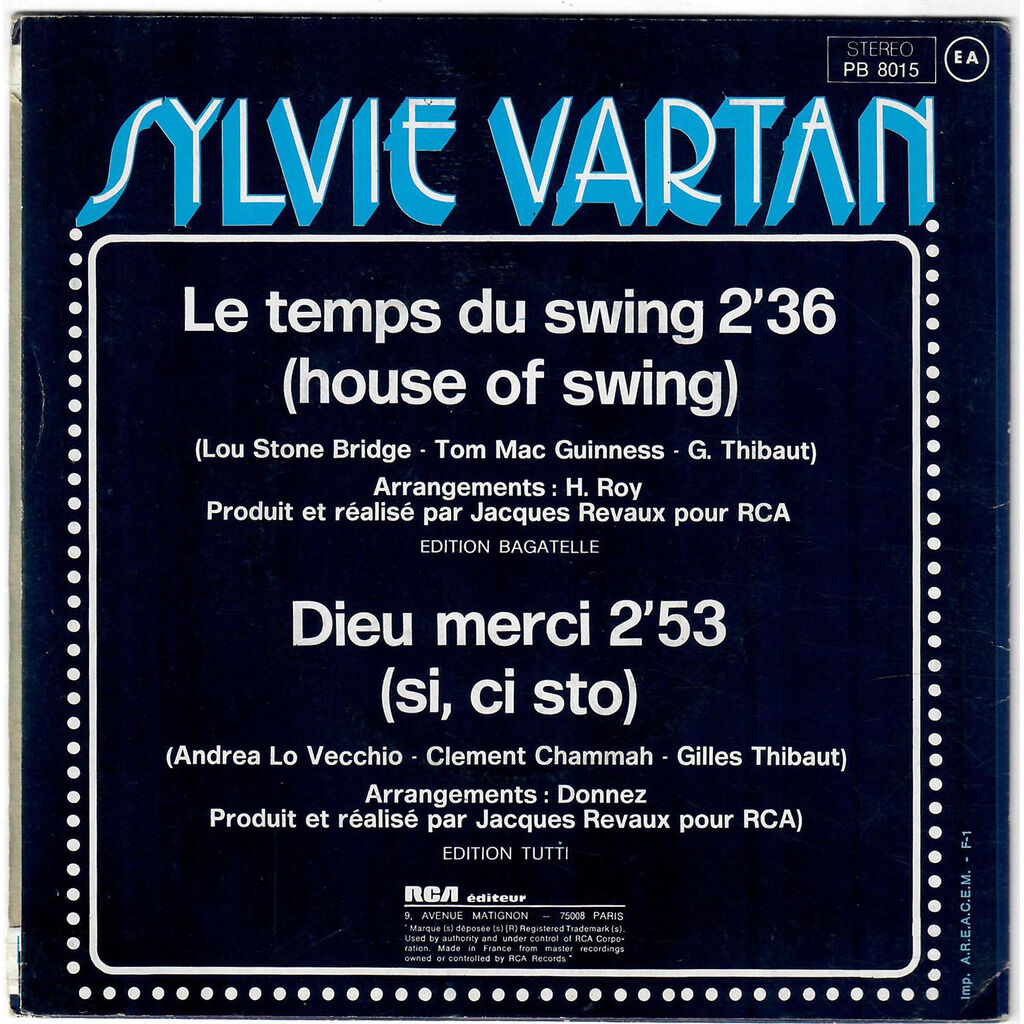  Sylvie Vartan  -  le temps du swing (house of swing) / dieu merci (si, ci sto) 
