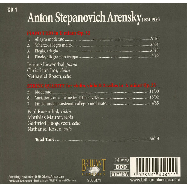 Piano trio no.1; string quartet no 2 / amsterdam chamber music society