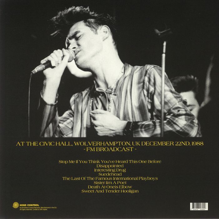  Morrissey  -  at the civic hall, wolverhampton, uk, december 22nd, 1988 