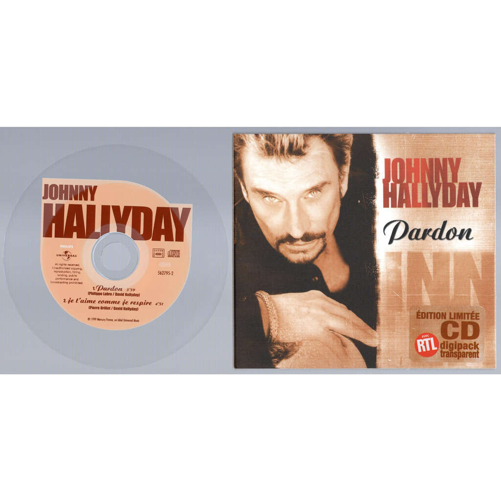 JOHNNY HALLYDAY . ( DAVID HALLYDAY ) PARDON - JE T'AIME COMME JE RESPIRE .. .. .. .. CD DIGIPACK TRANSPARENT ( 3 VOLETS )