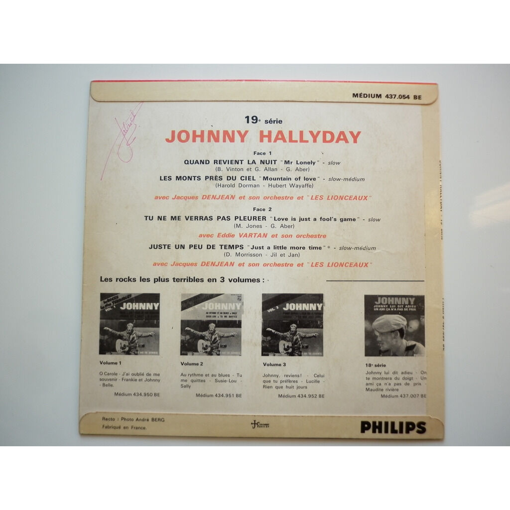 Quand revient la nuit mint de Johnny Hallyday, EP chez fanfan Ref