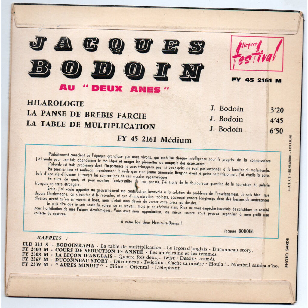 Hilarologie / la panse de la brebis farcie / la table de multiplication
