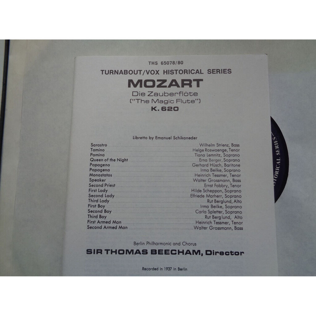 Mozart the magic flute eine kleine freimaurerkantate k.623 ( 3 lp set box libretto ) by