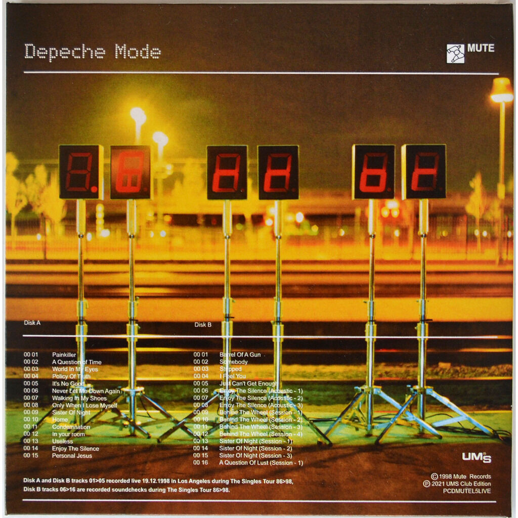 DEPECHE MODE Live In Los Angeles USA 19 December 1998 The Singles Tour 86-98 2CD cardsleeve