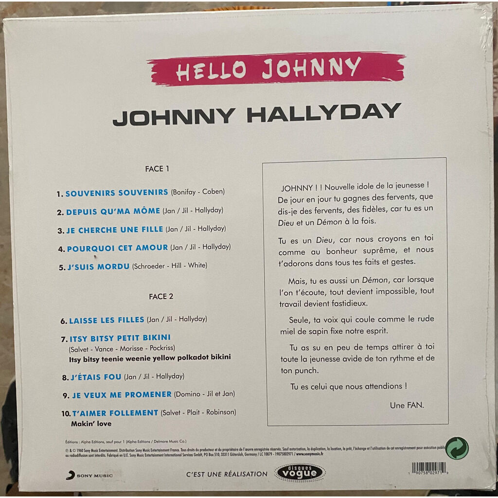  JOHNNY HALLYDAY  -  hello johnny 