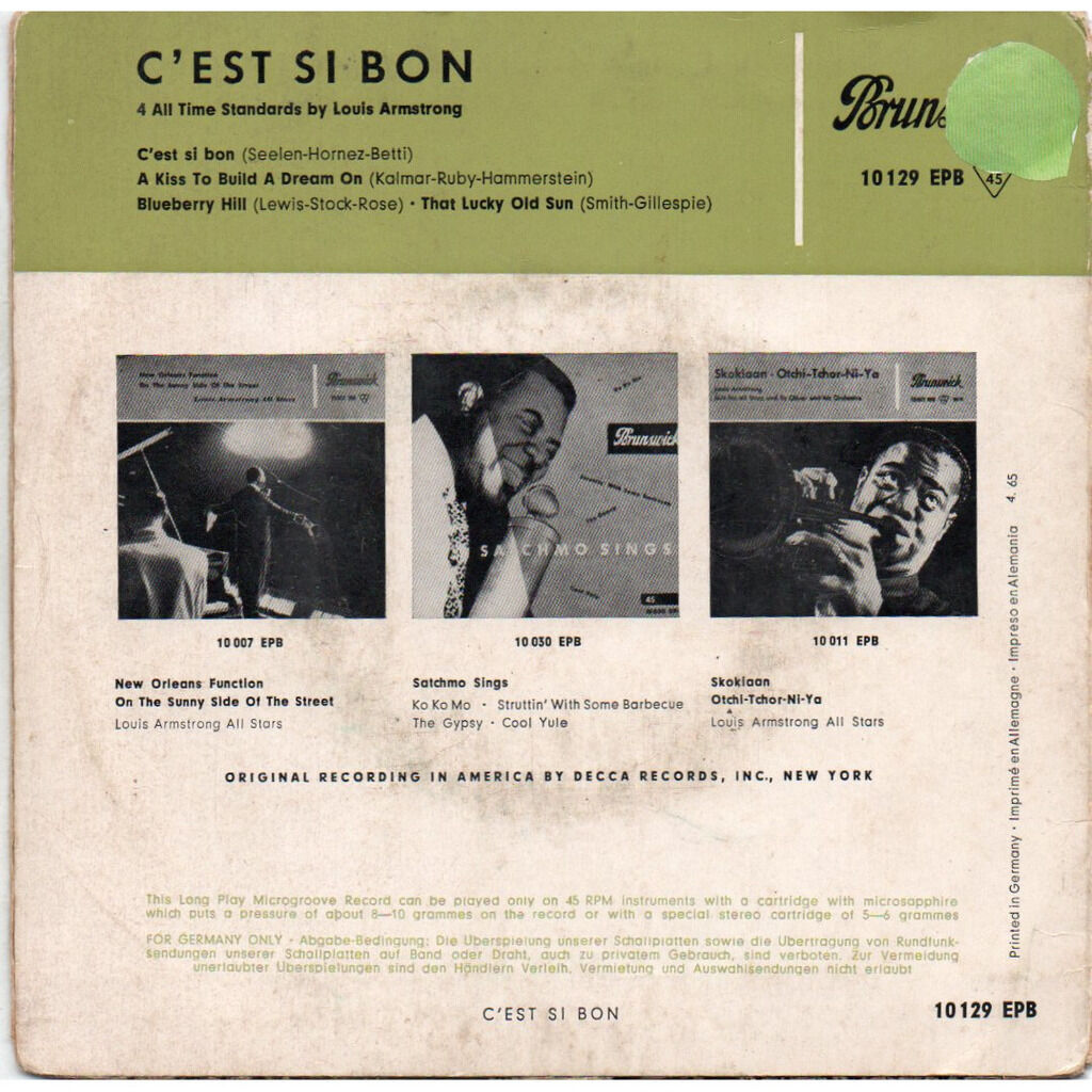 C'est si bon/a kiss to build a dream on/blueberry hill/that lucky old